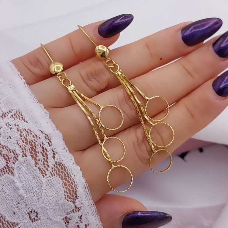 گوشواره آویز مجلسی برند سیتی گلد کد ۱۱۲۰ رنگ ثابت و ضد حساسیت تضمینی