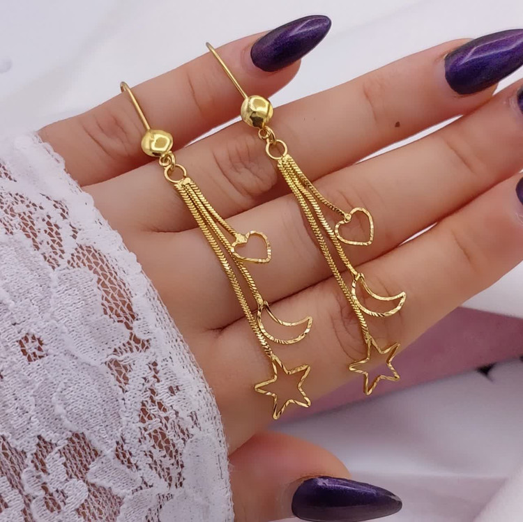 گوشواره آویز مجلسی برند سیتی گلد کد ۱۱۲۰ رنگ ثابت و ضد حساسیت تضمینی