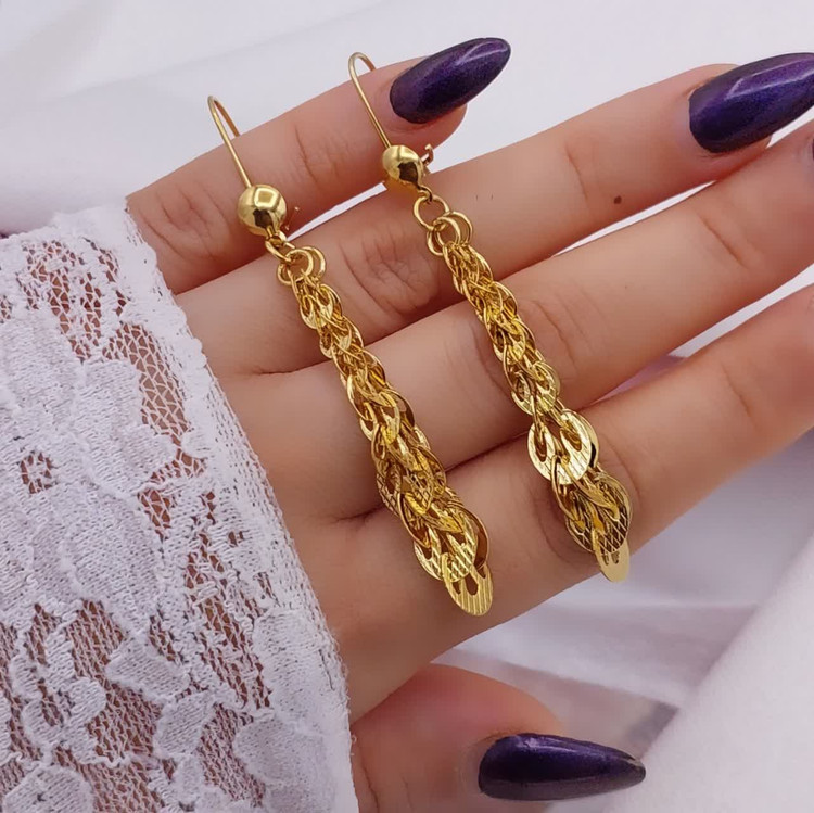 گوشواره آویز مجلسی برند سیتی گلد کد ۱۱۲۰ رنگ ثابت و ضد حساسیت تضمینی