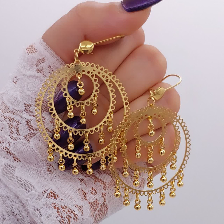 گوشواره آویز بحرینی مجلسی برند سیتی گلد کد ۱۱۲۷ ضد حساسیت