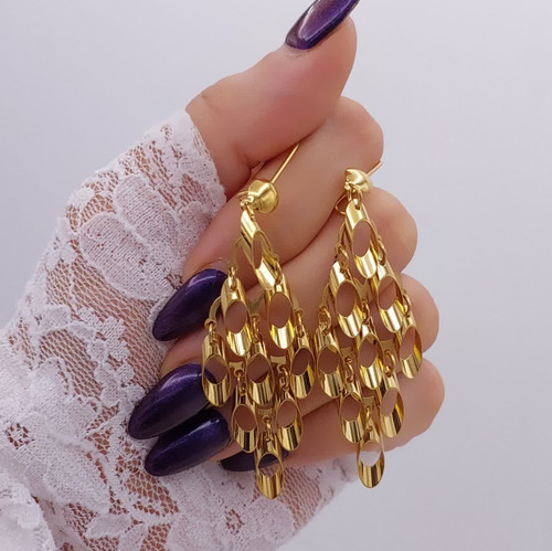 گوشواره آویز زنانه مدل لانه زنبوری سیتی گلد کد ۱۱۲۸ شیک و مدرن