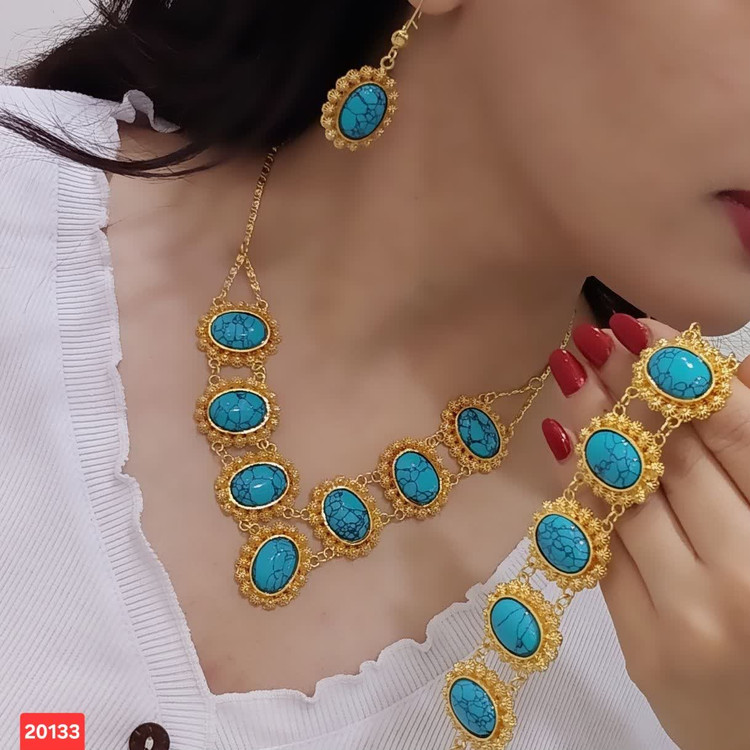 سرویس سنگدار مدل آتش برند My dear با سنگ طبیعی عقیق و فیروزه و طراحی شیک و لوکس زنانه