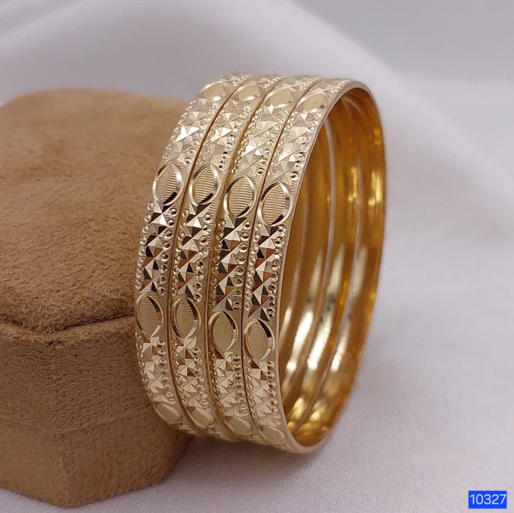 Women's Fish Pattern 8mm Russian Gold Bangle Set of 4 Colorfast 5 Year Durability Code 10327